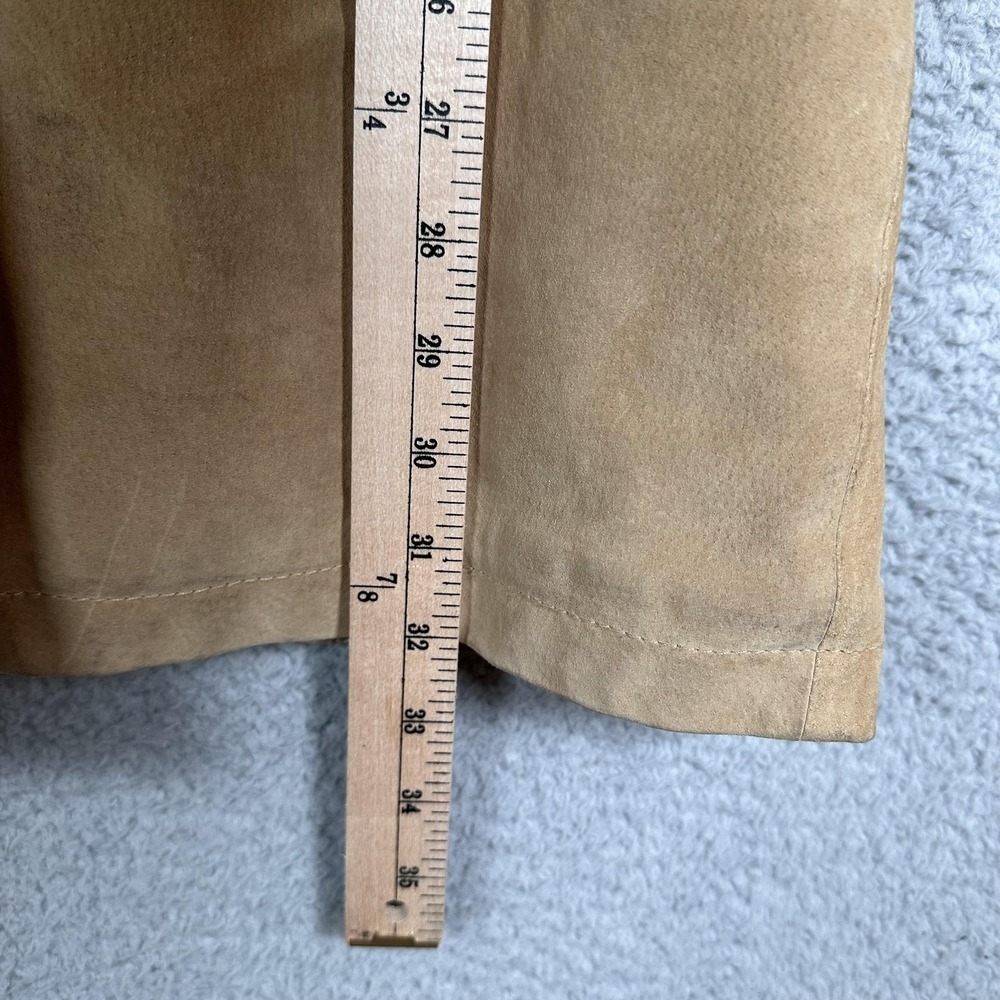 Boundary Waters Coat Womens Large Tan Suede Leather Faux Shearling Shawl Collar - Picture 5 of 16
